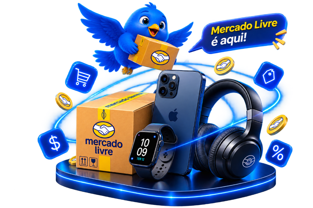 Mascote Passarinho Afiliafy e Produtos Mercado Livre